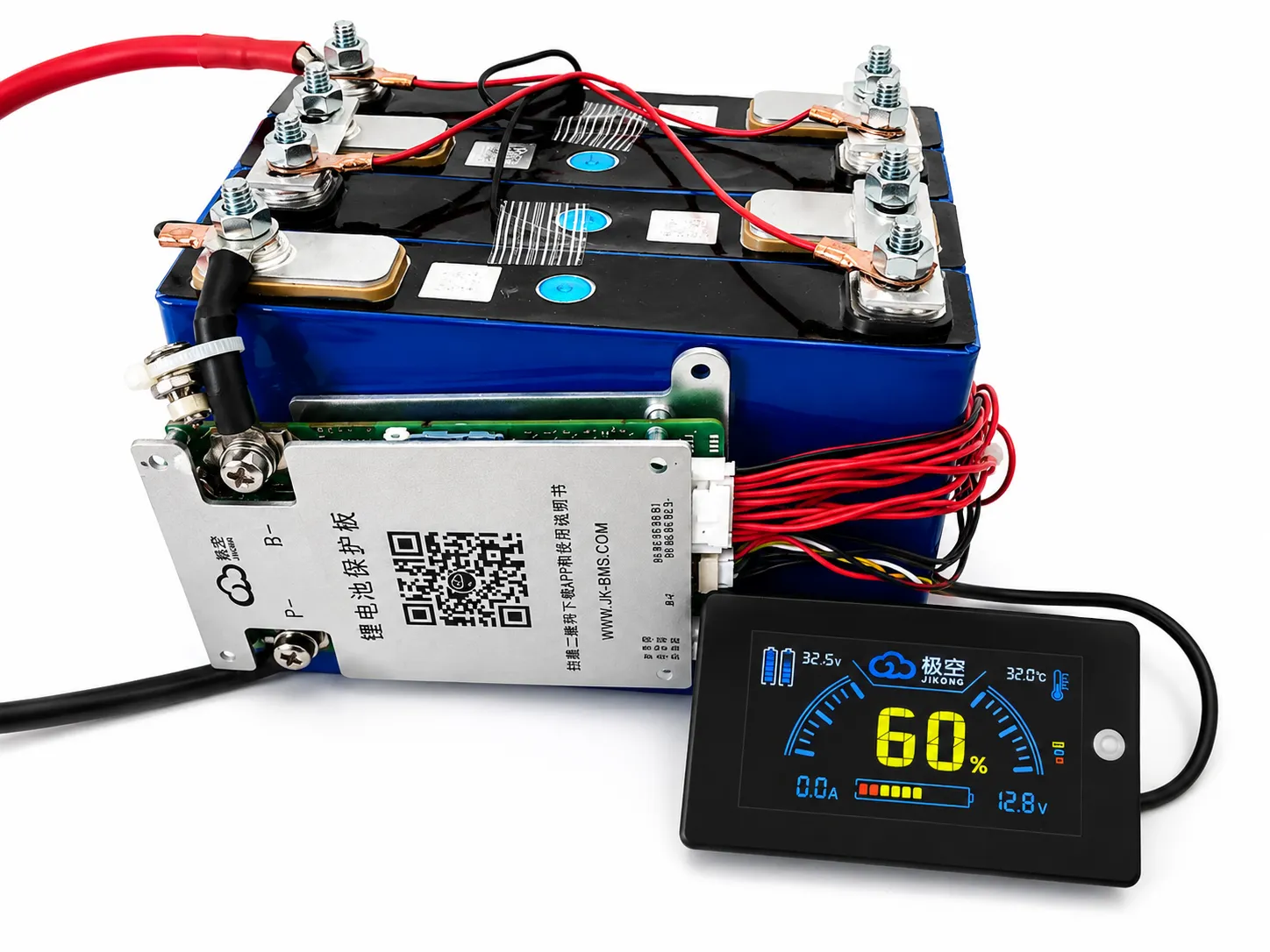 12V 50Ah LiFePO4 Open Battery | A-Grade Cells 4000+ Cycles | JK-BD4A8S6P Smart BMS - View 7