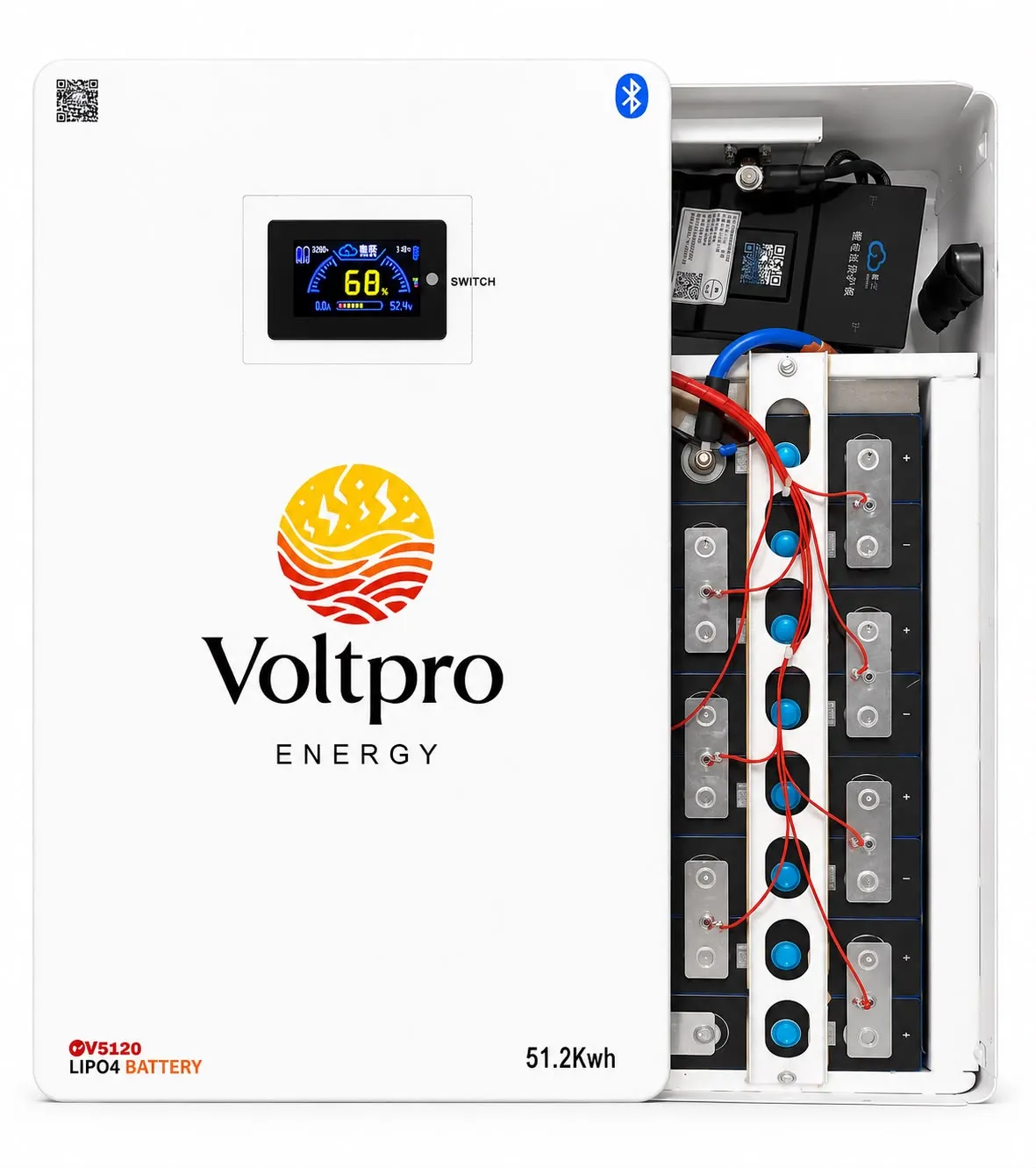 Voltpro Energy 51.2V 100Ah LiFePO4 Lithium Battery with JK Smart BMS, Active Balancing & LCD Display - View 3