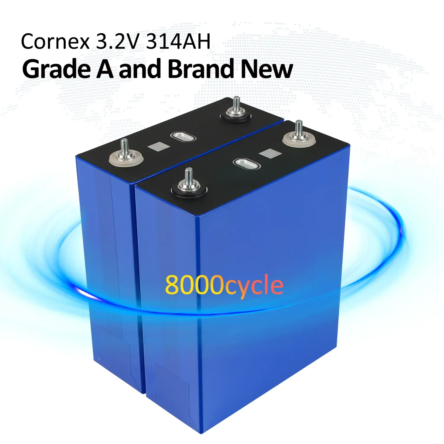 CORNEX 3.2V 314Ah A-Grade LiFePO4 Cell | 8000+ Cycles | 0.11–0.19mΩ IR | High-Capacity Energy Storage Cell - View 8
