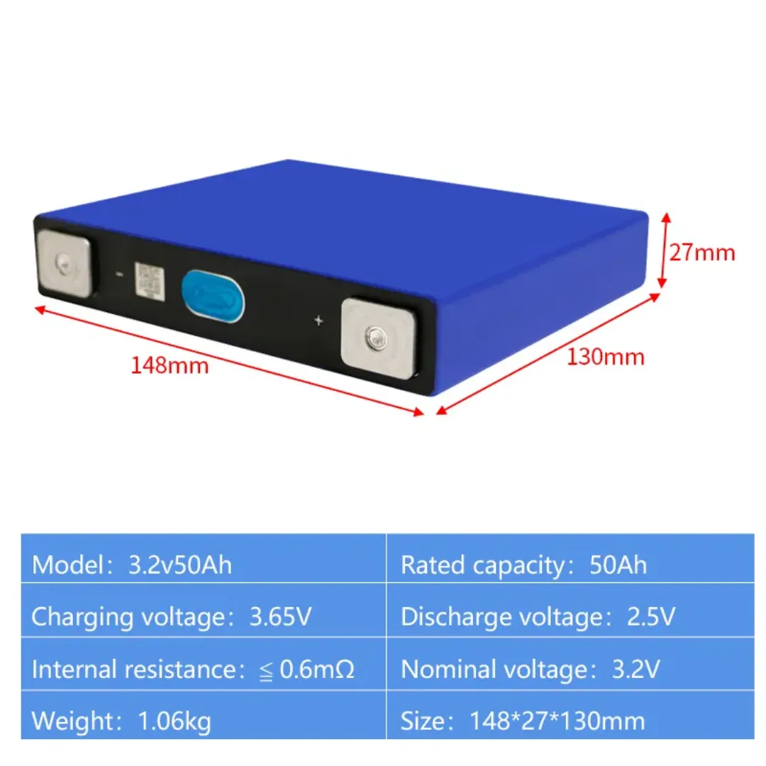 EV LF50F 3.2V 50Ah A-Grade LiFePO4 Battery Cell | 4000+ Cycles | ≤0.7mΩ IR | 1C Discharge | Prismatic Cell