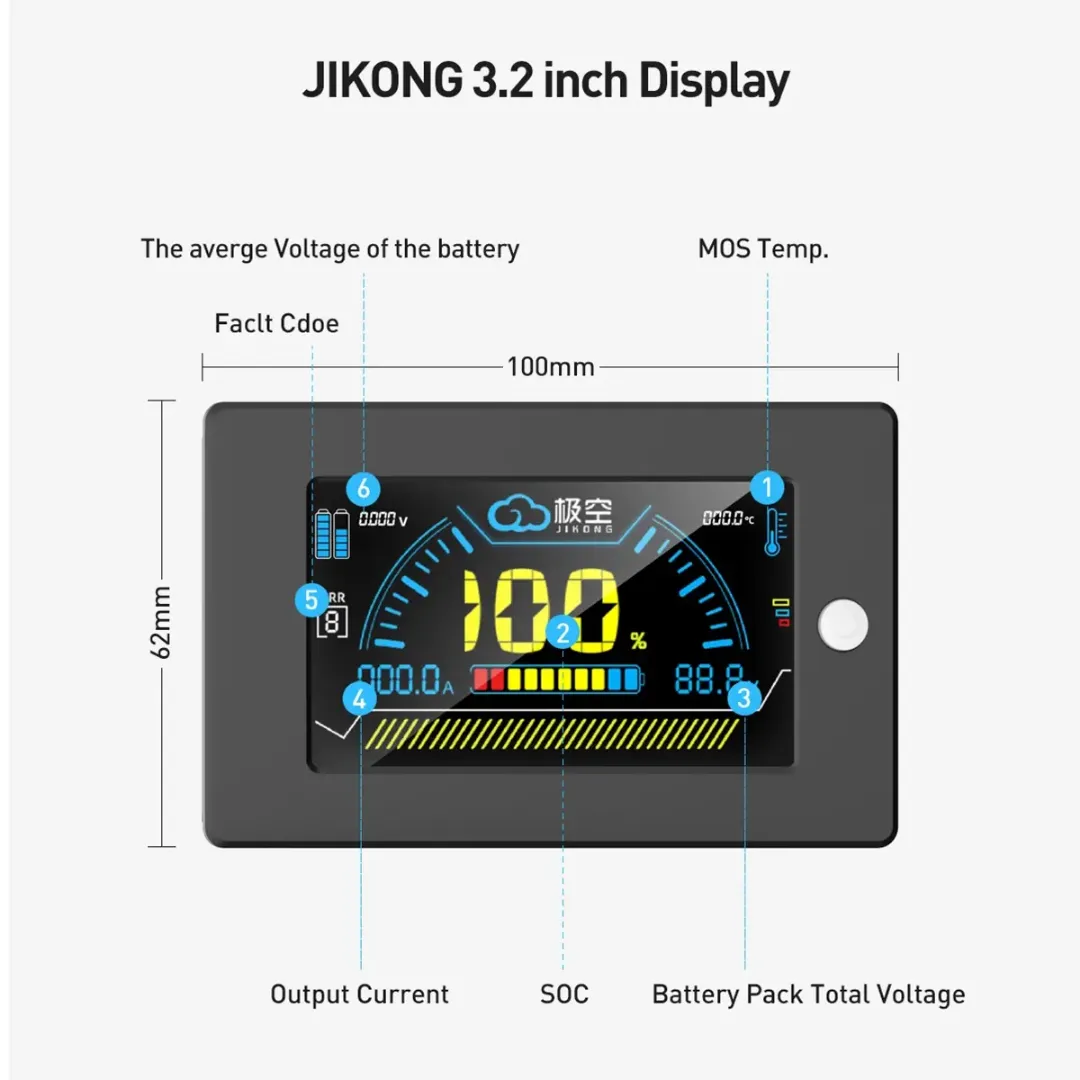 JK Smart LCD Display 3.2 Inch for JK BMS | Real-Time Battery Monitoring Screen