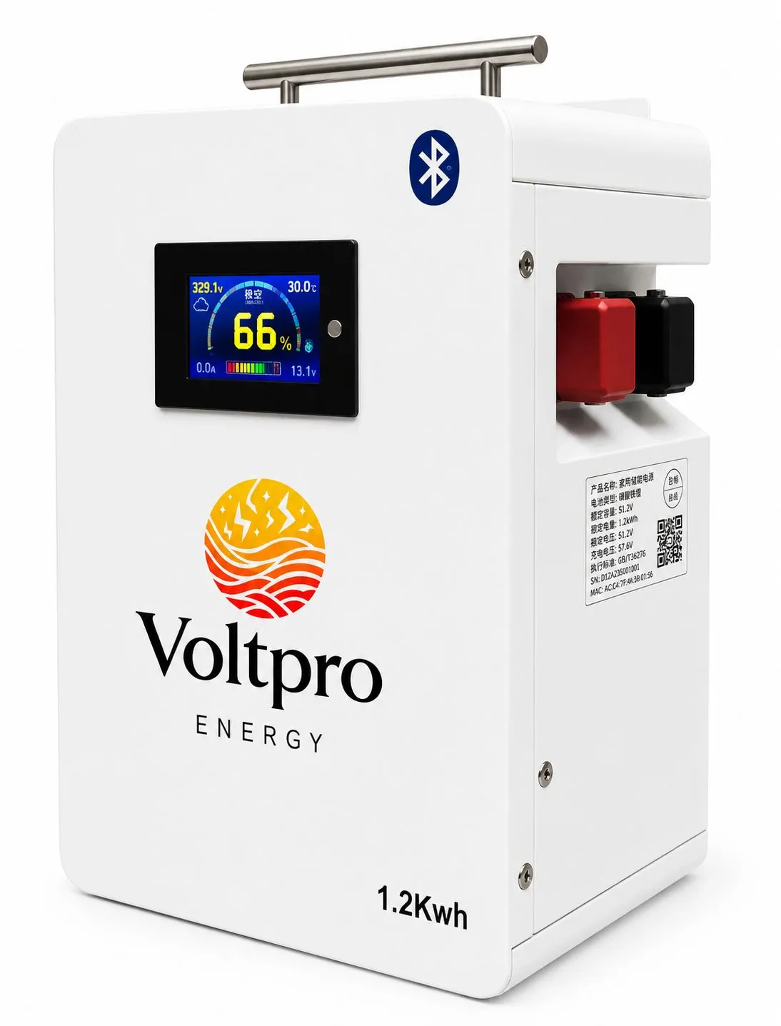 Voltpro Energy 12V 100Ah LiFePO4 Battery Box | 4S 100Ah Cell Casing | 16 Gauge Metal Enclosure | JK BMS & 3.2" LCD Support |