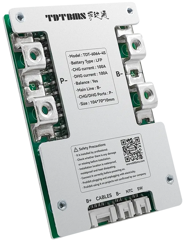 TDT-6064 4S 100A LiFePO4 BMS with Balancing | 12V Lithium Battery Protection Board | Common Port BMS - View 2