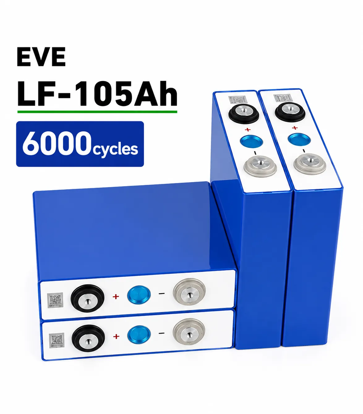 EVE LF105 3.2V 105Ah A-Grade LiFePO4 Cell | 6000 Cycles | 0.28mΩ IR | 3C Discharge | EV Battery Cell