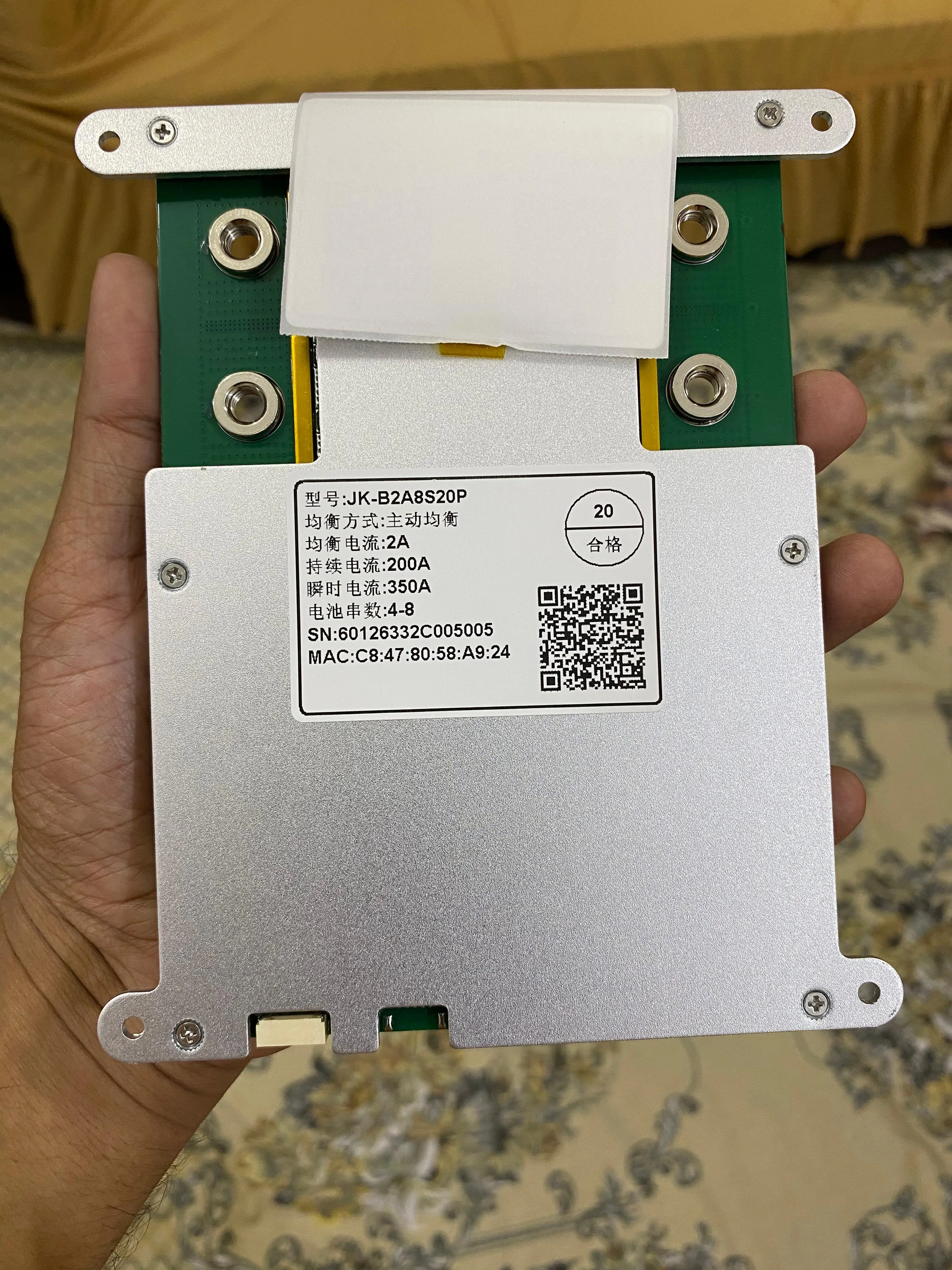 JK-B2A8S20P Smart BMS 200A Continuous & 350A Peak Current | 2A Active Balancer | Bluetooth & LCD Support for LiFePO4 | Lithiu