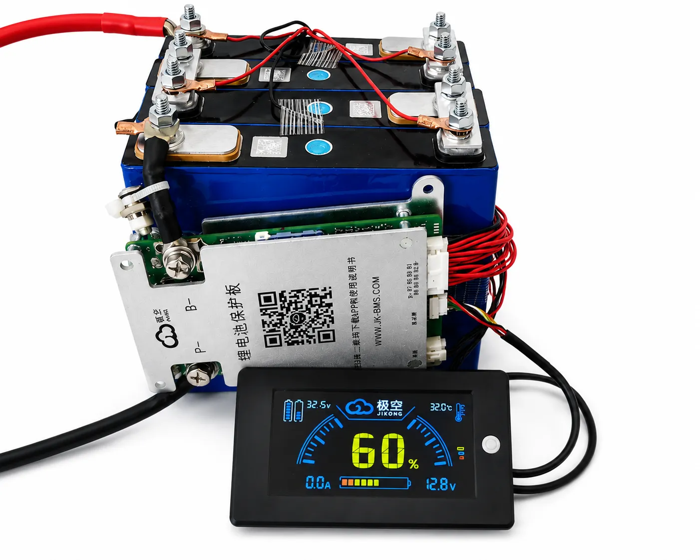 12V 50Ah LiFePO4 Open Battery | A-Grade Cells 4000+ Cycles | JK-BD4A8S6P Smart BMS - View 6
