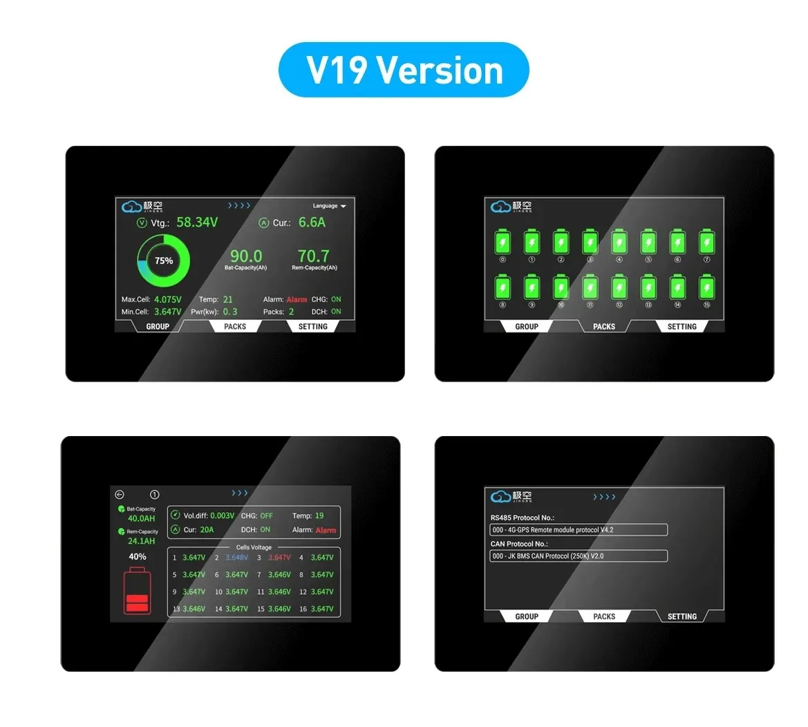JK V19 4.3 Inch Touch LCD Display for PB Series Inverter BMS – Smart Battery Monitor - View 2