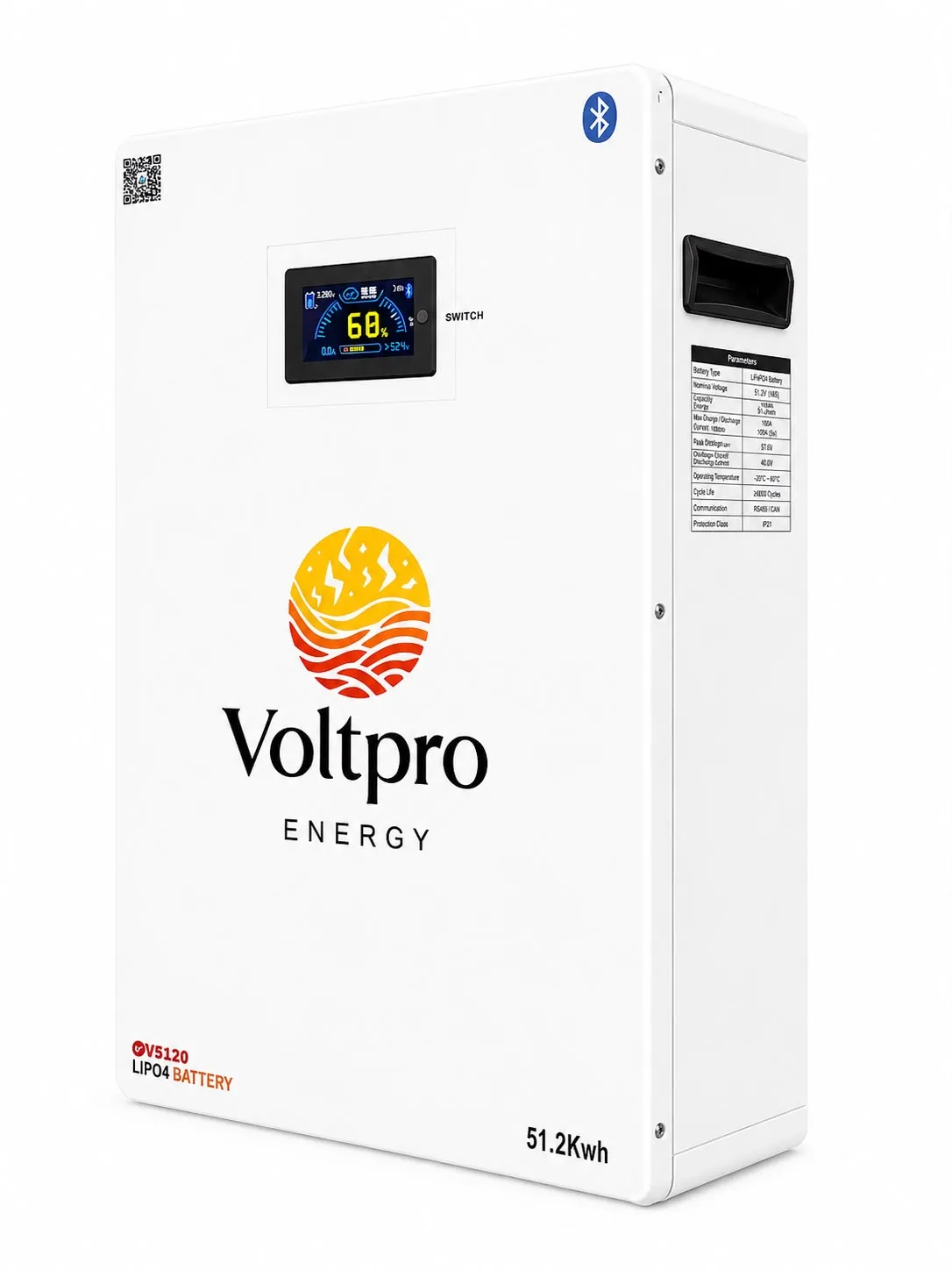 Voltpro Energy 51.2V 100Ah LiFePO4 Lithium Battery with JK Smart BMS, Active Balancing & LCD Display - View 2