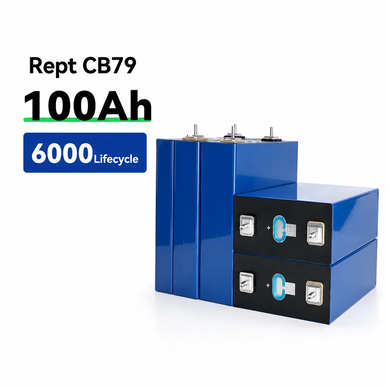REPT 3.2V 104Ah A-Grade LiFePO4 Cell | 6000 Cycles | 0.28mΩ IR | 3C Continuous Discharge