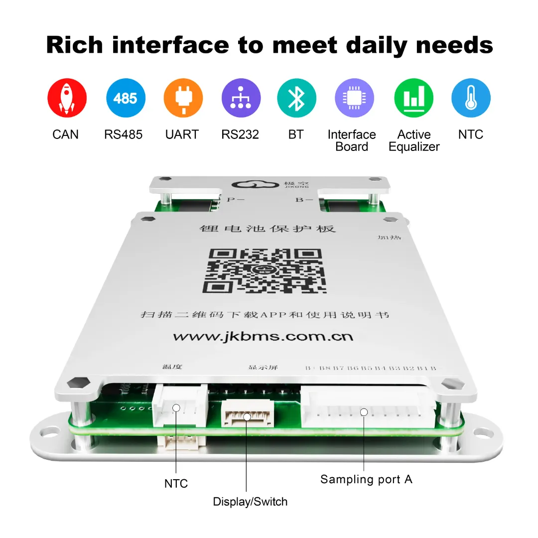 JK Smart BMS 60A with 0.4A Active Balancer | 4S-8S LiFePO4, Lithium-Ion & LTO Batteries | Bluetooth App & LCD Display Support