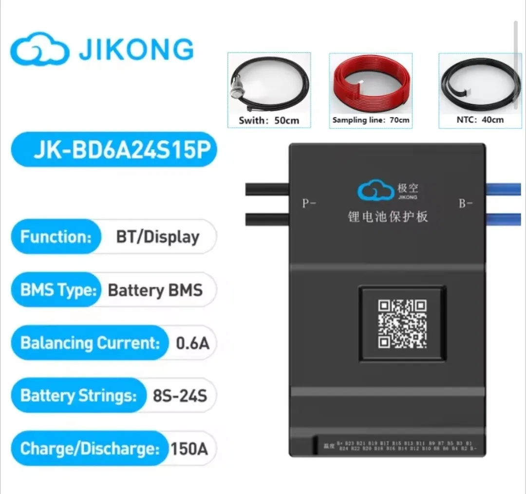 JK-BD6A24S15P Smart BMS 150A with 0.6A Active Balancer | 8S-24S LiFePO4, Lithium-Ion & LTO Battery Management System | Blueto