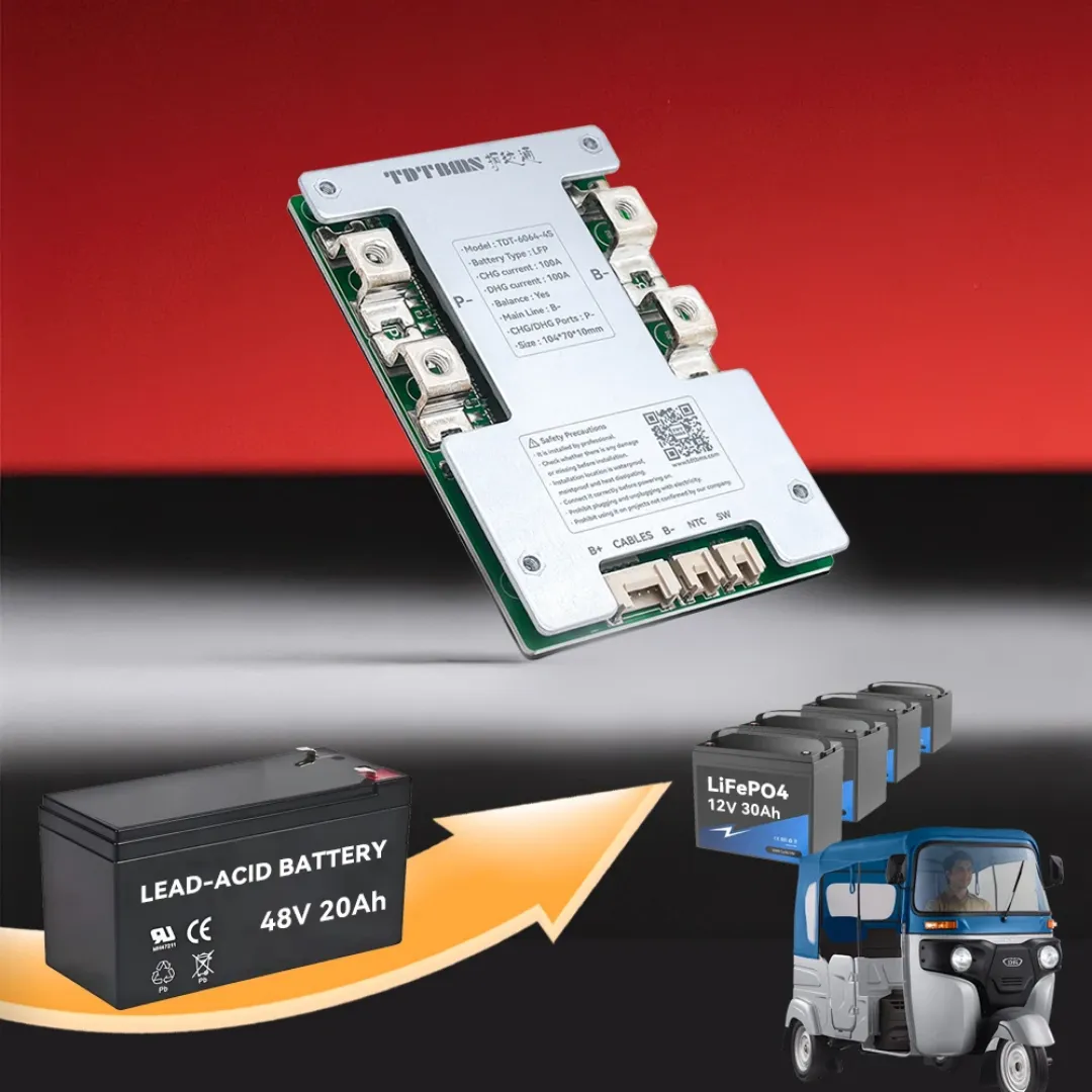 TDT-6064 4S 100A LiFePO4 BMS with Balancing | 12V Lithium Battery Protection Board | Common Port BMS - View 5