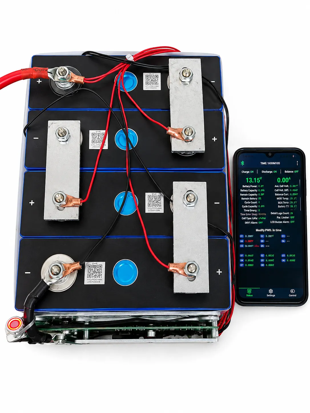 12V 100Ah LiFePO4 Open Battery EVE A Grade 6000+ Cycles | JK Smart BMS 100A | 200A Peak | 1A Active Balancing - View 2
