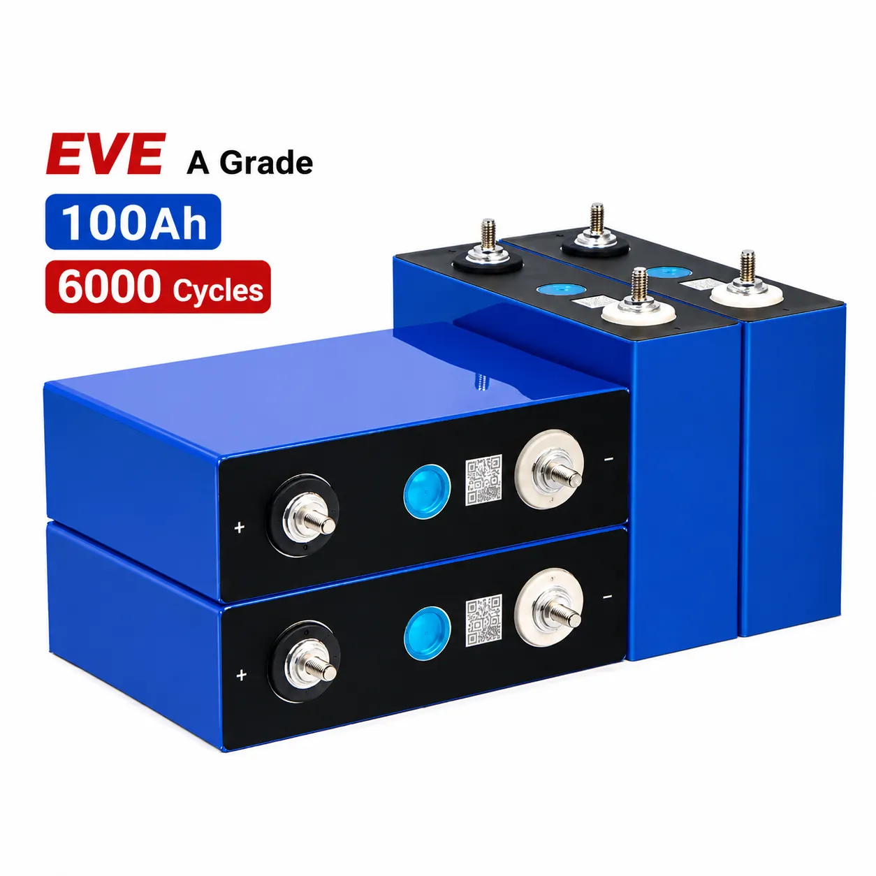 EVE LF-100 3.2V 100Ah A-Grade LiFePO4 Cell | 6000+ Cycles | ≤0.28mΩ IR Lithium Battery Cell