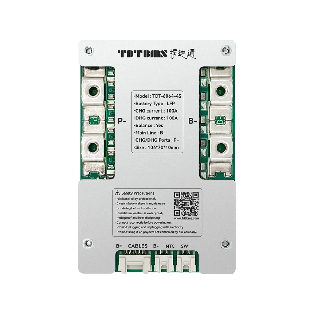 TDT-6064 4S 100A LiFePO4 BMS with Balancing | 12V Lithium Battery Protection Board | Common Port BMS - View 3