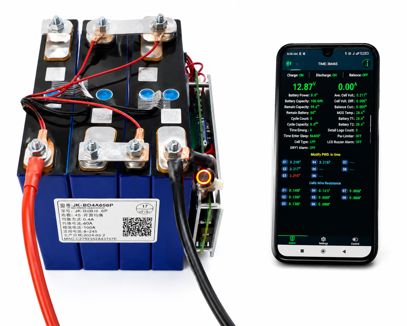 12V 50Ah LiFePO4 Open Battery - Angle 8